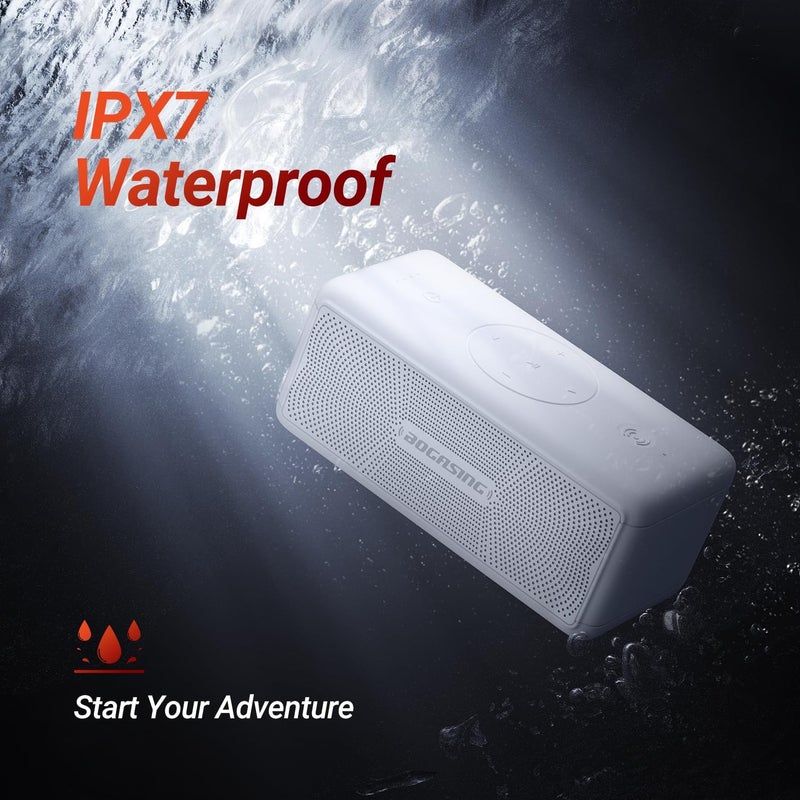 BOGASING Bluetooth Speakers, M5 Portable Wireless Speaker with 40W Loud Stereo Sound & Punchy Bass, 30H Playtime, IPX7 Waterproof, Bluetooth 5.3, EQ, TWS, TF-Card, AUX, USB, for Outdoor (White) - Image 5