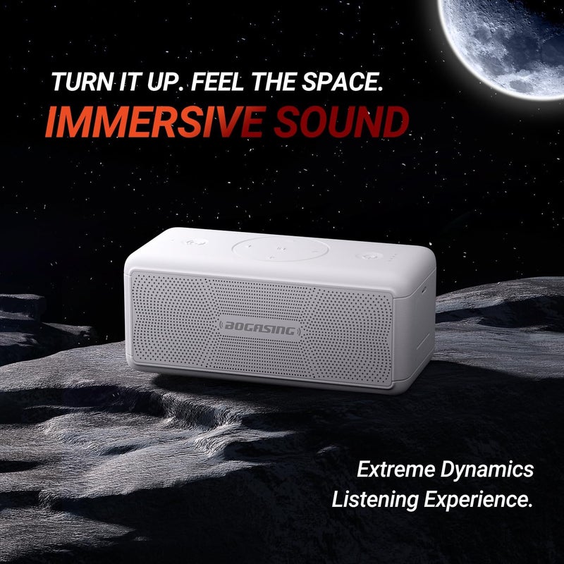 BOGASING Bluetooth Speakers, M5 Portable Wireless Speaker with 40W Loud Stereo Sound & Punchy Bass, 30H Playtime, IPX7 Waterproof, Bluetooth 5.3, EQ, TWS, TF-Card, AUX, USB, for Outdoor (White) - Image 3