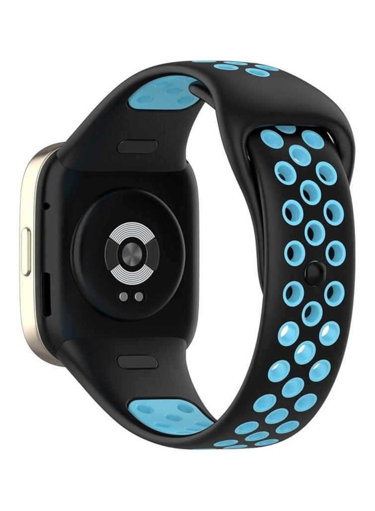 Dl3 Mobilak Strap For Xiaomi Redmi Watch 3 / Xiaomi Mi Watch Lite 3, [Breathable] Soft Silicone Strap, Two Tone Band, Silicone Replacement Strap for Xiaomi Redmi Watch3 (Black Blue) - Image 1