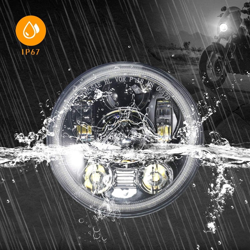 SUNPIE مصابيح LED أمامية SUNPIE 7 بوصة مع هالة - تصميم دائري 5.75 بوصة - Image 5