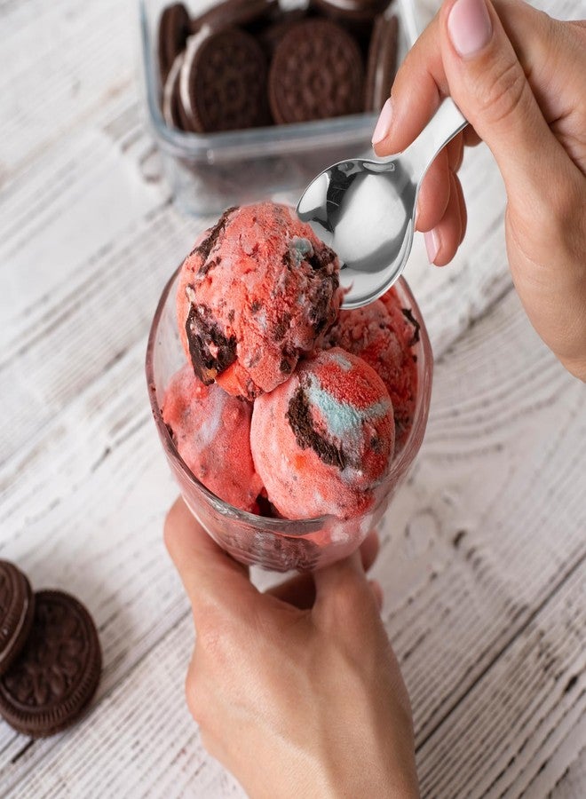 Aiyorse 3 ملاعق بمقابض قصيرة، ملاعق من الفولاذ المقاوم للصدأ 304 للعلب، مغارف صغيرة فضية، ملعقة دائرية صغيرة سميكة، مغارف صغيرة للقهوة والحلوى والملح والسكر والتوابل والشاي والحلويات والقهوة - Image 4