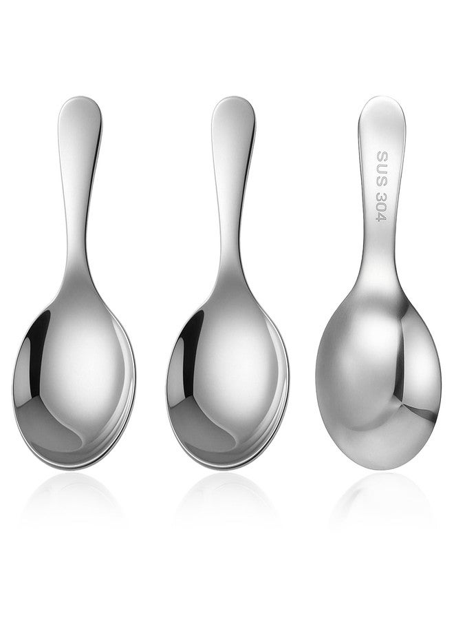 Aiyorse 3 ملاعق بمقابض قصيرة، ملاعق من الفولاذ المقاوم للصدأ 304 للعلب، مغارف صغيرة فضية، ملعقة دائرية صغيرة سميكة، مغارف صغيرة للقهوة والحلوى والملح والسكر والتوابل والشاي والحلويات والقهوة - Image 1