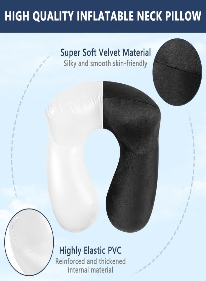 flintronic Inflatable Travel Pillow, Inflatable Travel Pillow for Airplane, Soft Velvet Neck Support, Lightweight Ergonomic Sleeping Neck Pillow for Airplane, Train, Car, Office, Camping (Black) - Image 4