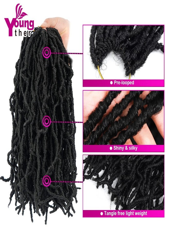 Youngther New Faux Locs Crochet Hair 14 Inch 6 Packs Fashion Extended Soft Locs for Black Women Most Natural Locs Crochet Braiding Hair Curly Wavy Pre-Looped Goddess Locs Braids Hair Extensions(1B) - Image 3