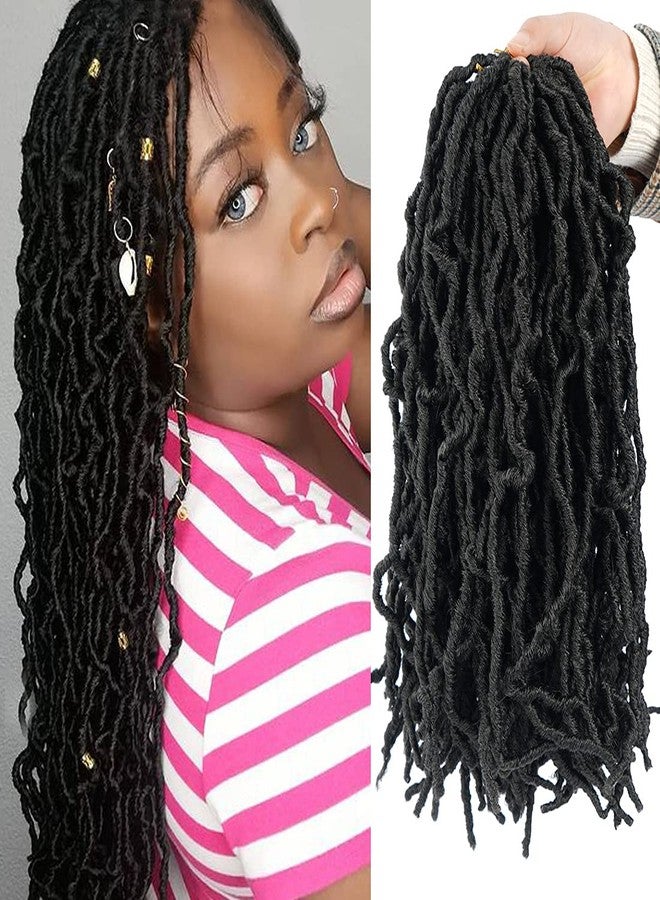 Youngther New Faux Locs Crochet Hair 14 Inch 6 Packs Fashion Extended Soft Locs for Black Women Most Natural Locs Crochet Braiding Hair Curly Wavy Pre-Looped Goddess Locs Braids Hair Extensions(1B) - Image 1