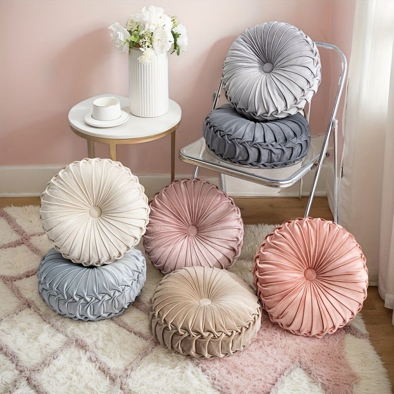 Round Beige 13.78inch Nordic Minimalist Sofa Cushion With Zipper - Image 1