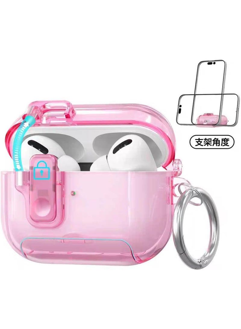 Case AirPods Pro 3 (2025) Case, Silicone Protective Cover with Automatic Switch Lock, Smart Stand, Shockproof Hard Shell, Wireless Charging Compatible, (Pink) - Image 1