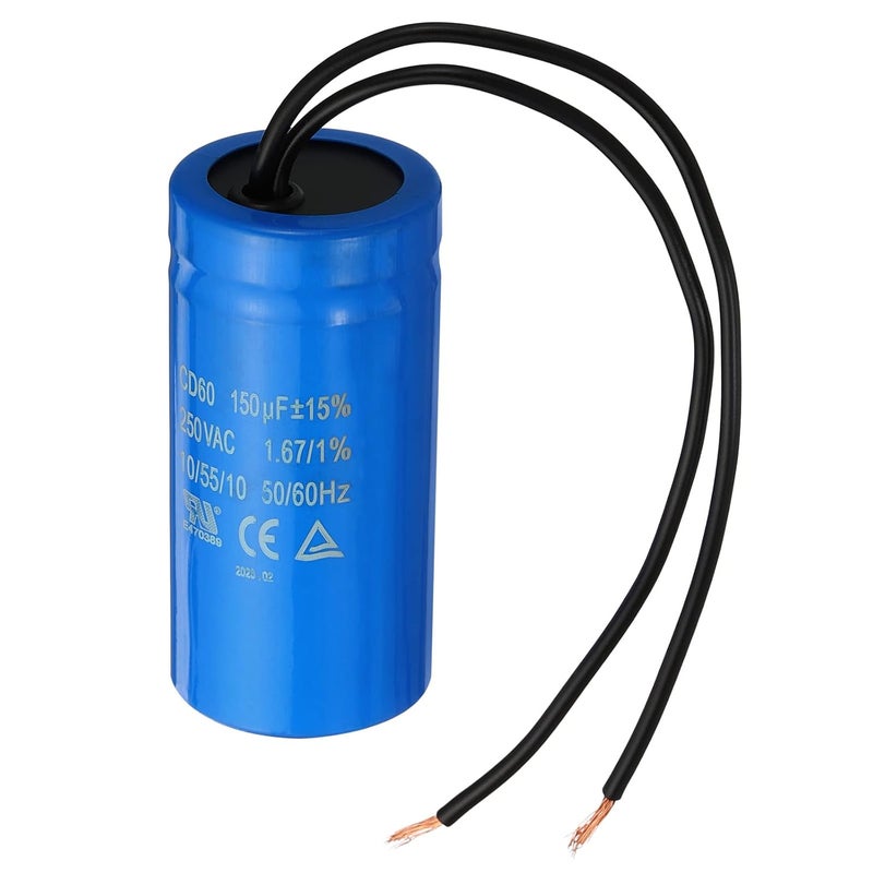 PATIKIL CD60 Run Capacitor, 150uF 250VAC 2 Wires 50/60Hz Motor Starting Capacitor for Air Compressor Motor Starts Running - Image 1