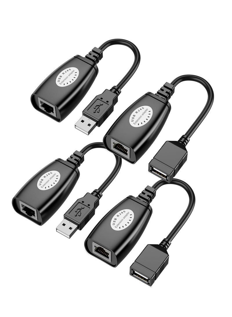 سيوسي محول USB إلى إيثرنت، موسع USB عبر محول Cat5/5e/6/6e، متوافق مع أجهزة الكمبيوتر والهواتف المحمولة والفئران ولوحات المفاتيح وأقراص U والطابعات والكاميرات (4 قطع) - Image 1