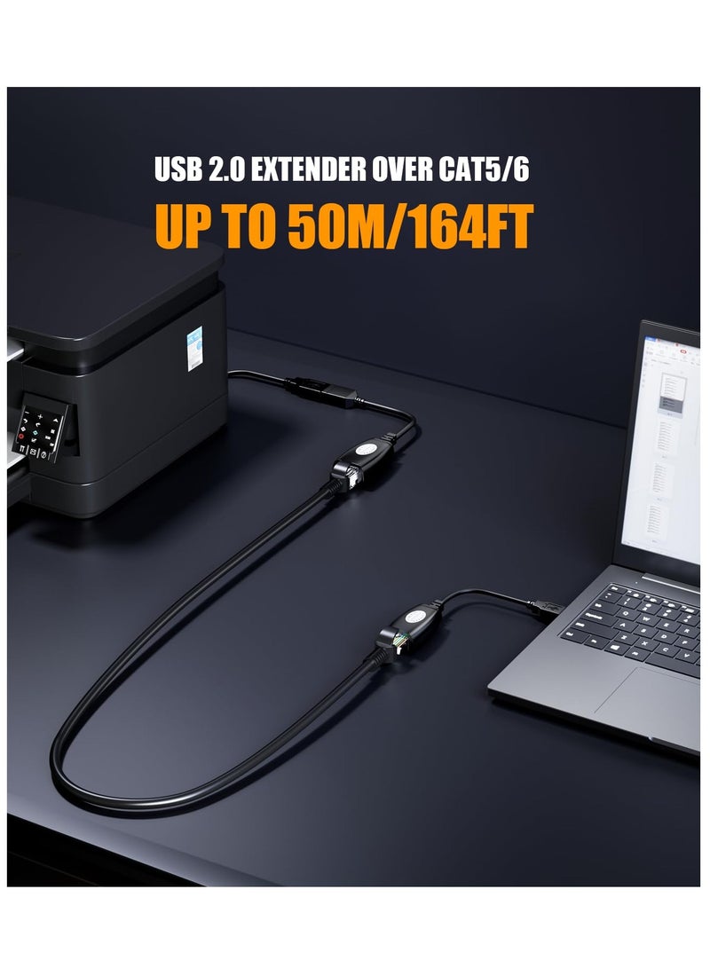 سيوسي محول USB إلى إيثرنت، موسع USB عبر محول Cat5/5e/6/6e، متوافق مع أجهزة الكمبيوتر والهواتف المحمولة والفئران ولوحات المفاتيح وأقراص U والطابعات والكاميرات (4 قطع) - Image 4