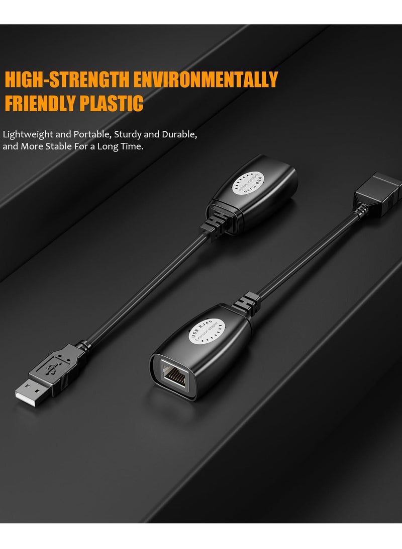 سيوسي محول USB إلى إيثرنت، موسع USB عبر محول Cat5/5e/6/6e، متوافق مع أجهزة الكمبيوتر والهواتف المحمولة والفئران ولوحات المفاتيح وأقراص U والطابعات والكاميرات (4 قطع) - Image 3