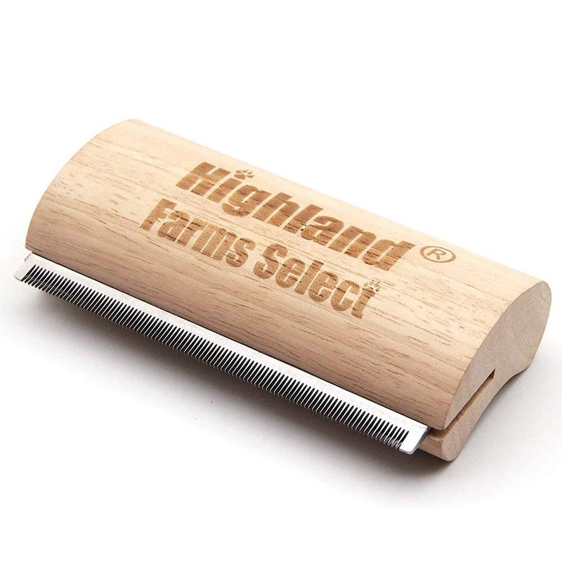 Highland Farms Select Deshedding Grooming Tool for Dogs, Cats & Horses, Ergonomic Design Wood Groom Brush, Professional Pet Groomer, Painlessly Remove for Short & Long Hair, Fur & Dirt - 5 Inches - Image 1