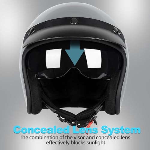 Yesmotor 34 Open Face Retro Motorcycle Helmet Vespa Helmet DOT Approved Adults Unisex Motorcycle Enthusiasts Vintage Style Lovers - Image 3