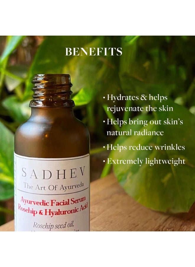 Sadhev Ayurvedic Facial Serum Rosehip & Hyaluronic Acid 10ml - Image 2