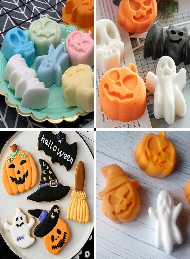 Bamutu Halloween Theme Silicone Chocolate Mold Pumpkin Bat Skull Ghost Shape Candy Mould 2 PCS 12-Cavity Non-Stick Ice Cube Tray Jelly Cookie Baking Mold - Image 5