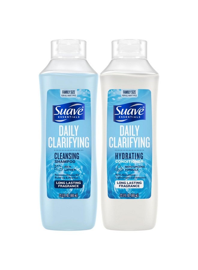 Suave Shampoo & Conditioner Set, Clarifying & Hydrating - Build Up & Residue Removal Formulas for Beautiful, Shiny Hair, 22.5 Oz Ea (2 Piece Set) - Image 1