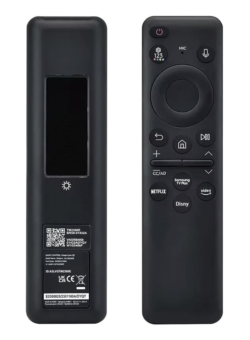 PopZa 2023 New Remotes Original for BN59-01432A with Voice Control – Compatible with Samsung Neo QLED 8K HDR Smart TVs | Solar Charging Remote for 2023 Models | Universal Smart Remote with Voice Activation – No Batteries Needed, Eco-Friendly Design - Image 1
