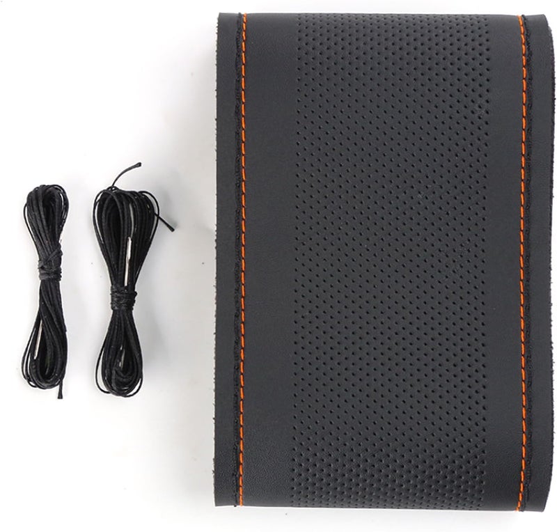 NGHEY Pack-1 Leather Steering Wheel Cover, Universal Non-Slip Stitch On Wrap, DIY Car Wheel Cover Protector with Needle and Thread for Most Cars SUVs and Trucks (Black #1) - Image 1