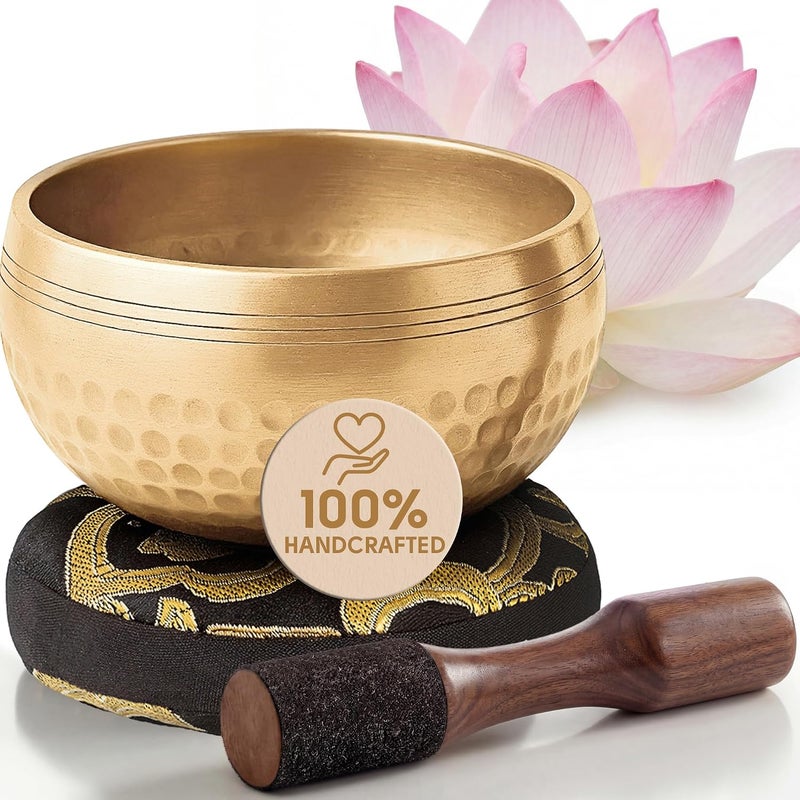 Silent Mind Tibetan Singing Bowl Set – Easy to Play & Beginner Friendly Meditation Bowl with Cushion & Mallet | Stress Relief & Mindfulness | Gift-Ready - Image 1