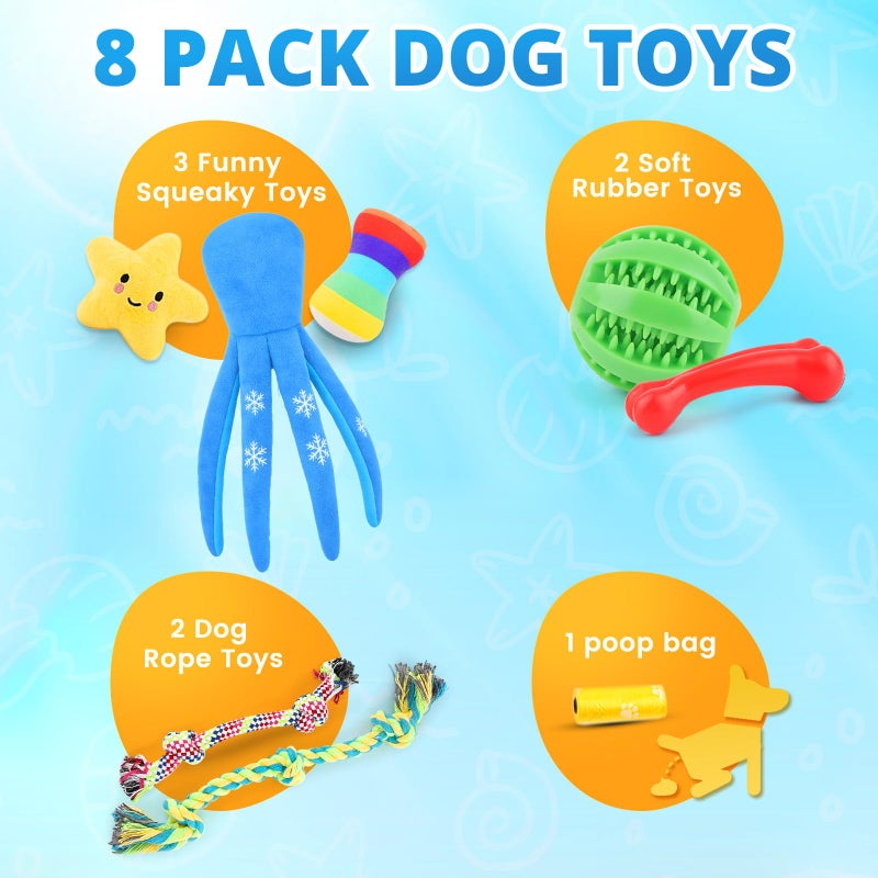 LOYEE Puppy Toys 8 Pack for Small Dogs, Luxury Dog Chew Toys with Squeaky Plush Toys, Rope Toys and Ball, Teething Toys for Puppy Supplies - Image 2