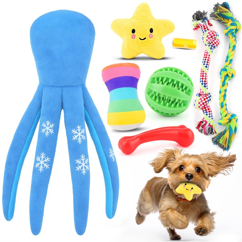 LOYEE Puppy Toys 8 Pack for Small Dogs, Luxury Dog Chew Toys with Squeaky Plush Toys, Rope Toys and Ball, Teething Toys for Puppy Supplies - Image 1