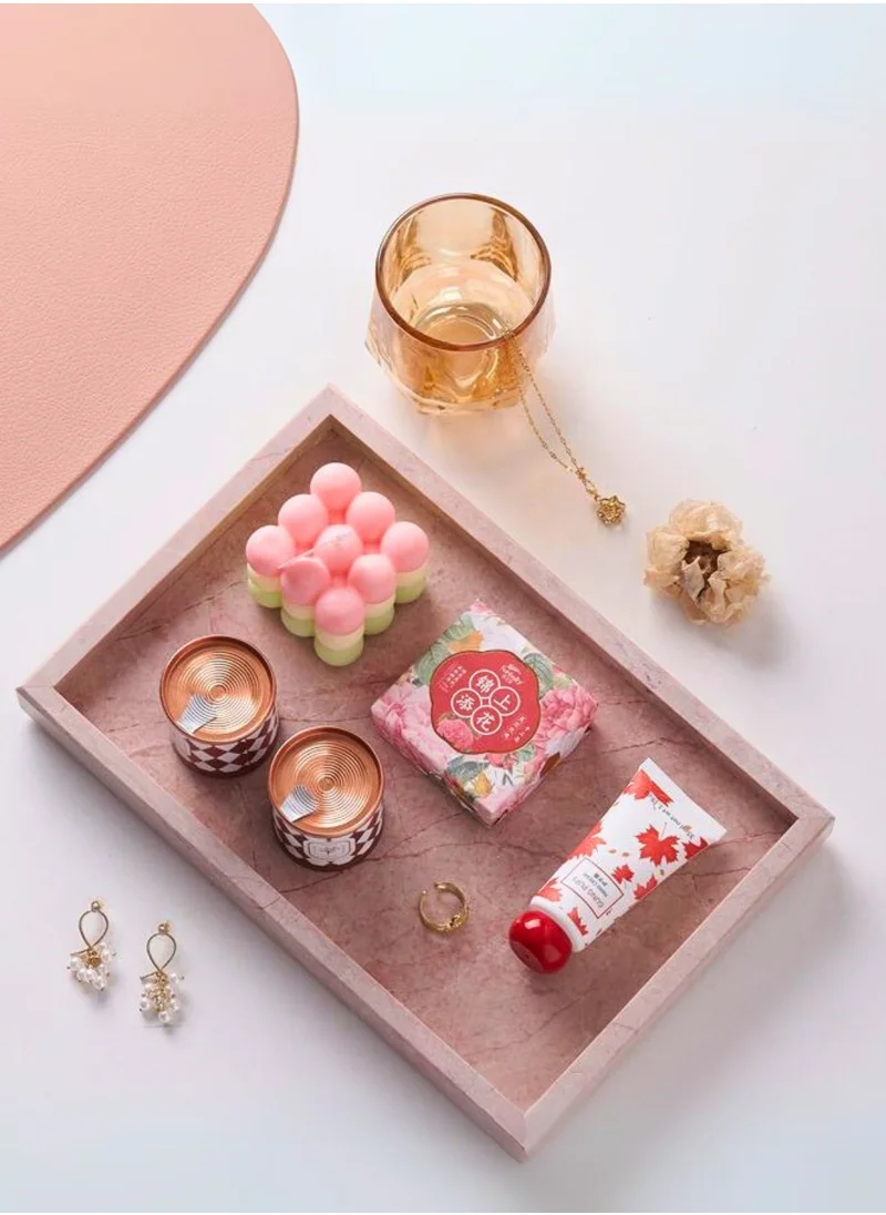 1Chase Natural Pink Marble Rectangular Tray – Elegant Serving Tray for Home Décor, Coffee Tables & Organizing Essentials