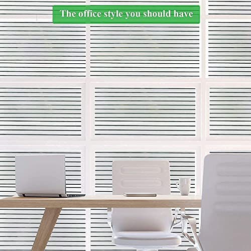 WISDOM Frosted Glass Window Film, Bathroom Window Clings Removable Sun Blocking Vinyl Window Stickers for Door Home Office, Non Adhesive (12 by 48inches/2pcs, Frosted Stripe Pattern) - Image 5
