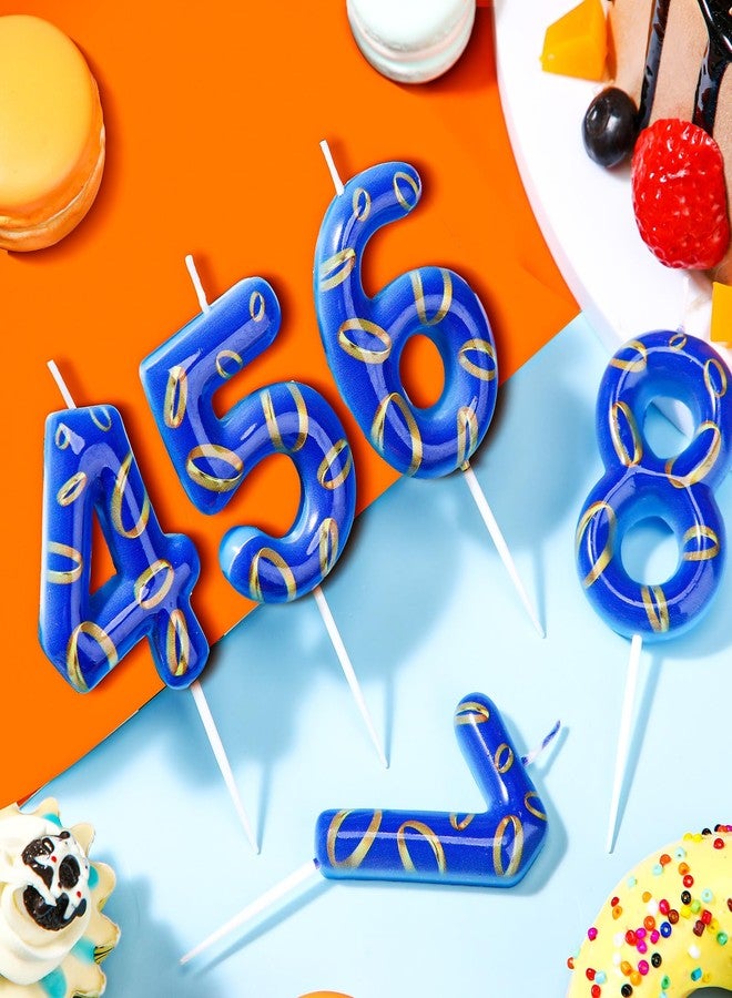 Conelist Number 5 Blue and Golden Rings Birthday Number Candle Blue Birthday Cake Topper for Boys Girls Cartoon Theme Party Decor Supplies - Image 2