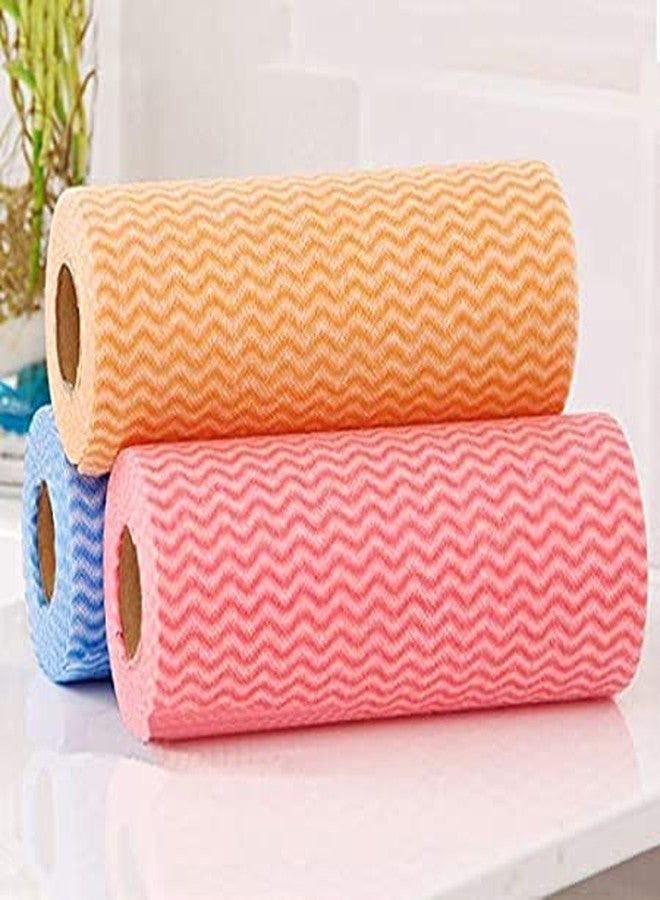 Magic Providers Large Size Non-Woven Reusable & Washable Kitchen 3 Ply Wipes Kitchen Towel | Kitchen Tissue Roll for Cleaning Kitchen Surface 80 Pulls in Roll (Pack of 1) - Ranom Colors - Image 1