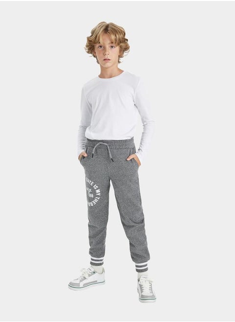 Graphic Print Elasticated Joggers with Pockets by Styli