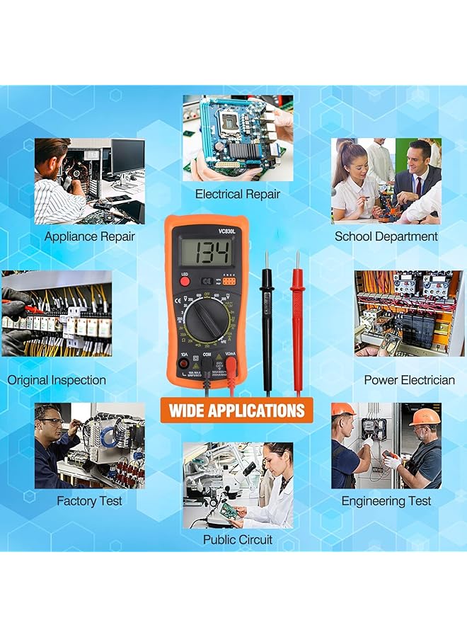 Excefore Digital Multimeter, Multimeter With Ac Dc Voltmeter & Ohm Volt Amp Tester, Multifunction Battery Tester, Pocket Meter With Backlight Tests Wire, Voltage Tester Measure Voltage Current Resistance Diode - Image 2