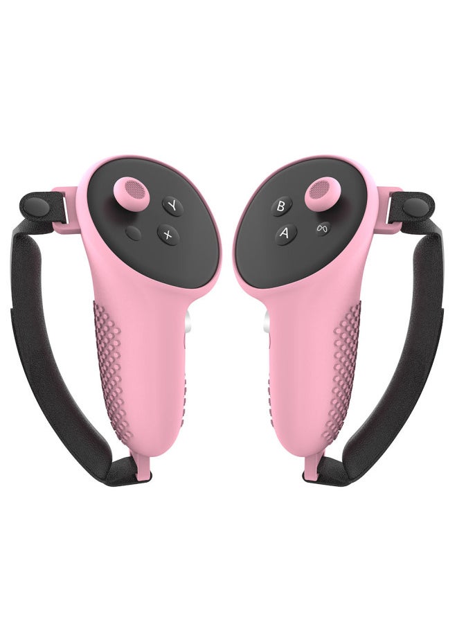 Generic Applicable To Meta Quest3 Protective Case Quest 3 Silicone Handle Non-slip Particle Protective Case Meta Accessories-Product Color:Hexagon-pink  - Image 1