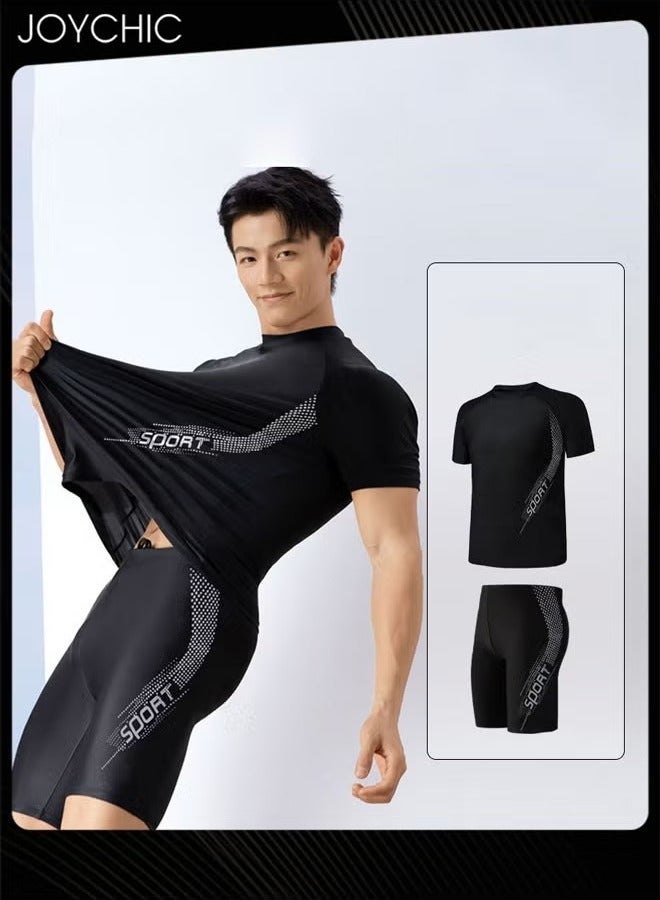 Joychic New Style Men Summer Comfort and Breathable Sportswear Set Short-sleeved Round Neck Sun Protection Top and Bottom Set - Image 1