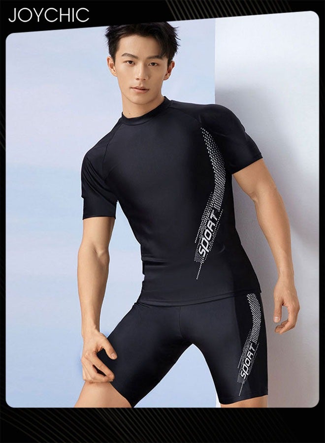 Joychic New Style Men Summer Comfort and Breathable Sportswear Set Short-sleeved Round Neck Sun Protection Top and Bottom Set - Image 4