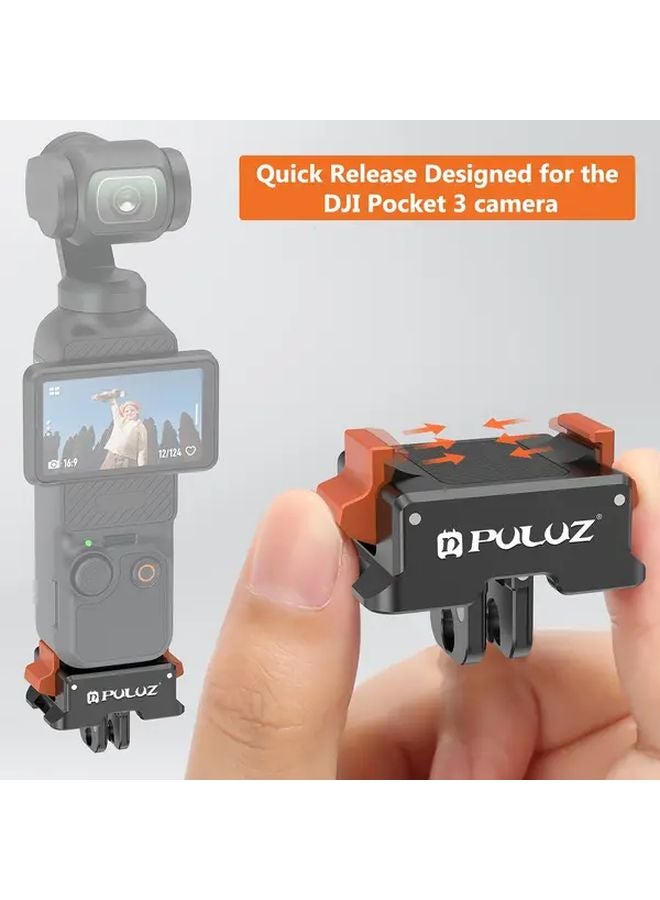Puluz Quick Release Mount Adapter For DJI Osmo Pocket 3 Durable ABS Material Easy Camera Attachment No Battery Required Black - Image 2