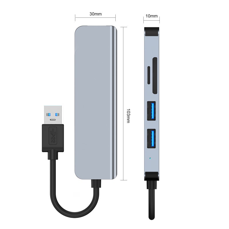 2103U محول محور USB 5 في 1 محطة توصيل USB متعددة المنافذ مع محور تمديد لقارئ بطاقات USB3.0+USB2.0*2+SD/TF لأجهزة الكمبيوتر المحمولة والحواسيب المكتبية والهواتف الذكية التي تحتوي على منفذ USB - Image 5