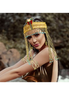 RechicGu RechicGu 4 Pieces Egyptian Cleopatra Princess Costume Accessories Headband Beaded Snake Arm Cuff Headpiece Hair Crown Head dress Set Women  - Image 5