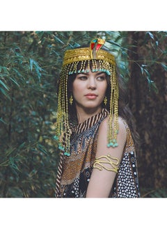 RechicGu RechicGu 4 Pieces Egyptian Cleopatra Princess Costume Accessories Headband Beaded Snake Arm Cuff Headpiece Hair Crown Head dress Set Women  - Image 4