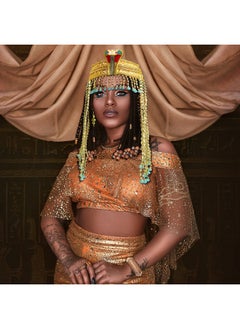 RechicGu RechicGu 4 Pieces Egyptian Cleopatra Princess Costume Accessories Headband Beaded Snake Arm Cuff Headpiece Hair Crown Head dress Set Women  - Image 3