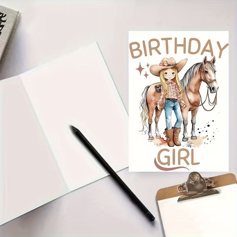 2pc Red Western Birthday Cards Horseback Riding Cowboy Hats Envelopes Gift For Women Horse Lovers - Image 5