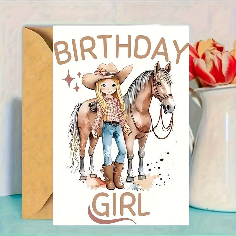 2pc Red Western Birthday Cards Horseback Riding Cowboy Hats Envelopes Gift For Women Horse Lovers - Image 2