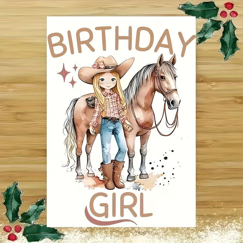2pc Red Western Birthday Cards Horseback Riding Cowboy Hats Envelopes Gift For Women Horse Lovers - Image 4