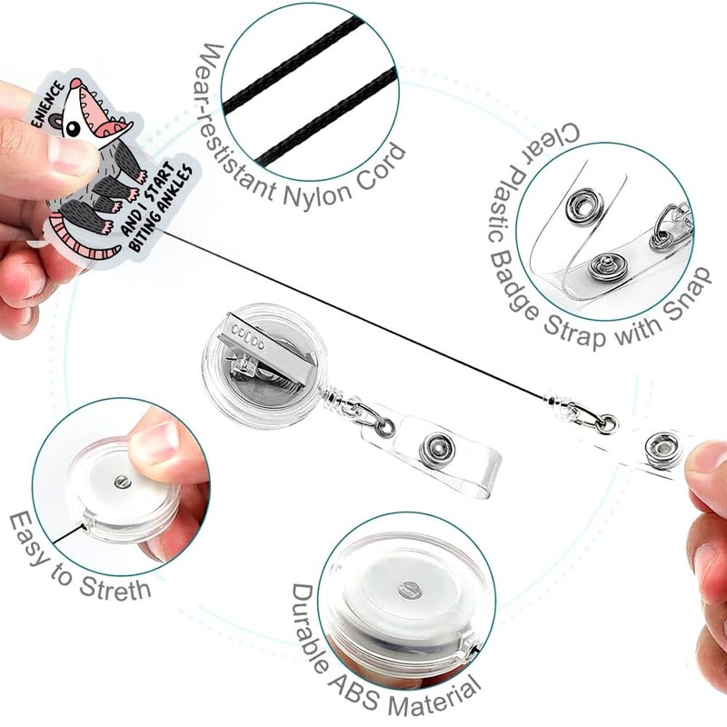 963RW Badge Reel Funny, One More Inconvenience Retractable Glitter Funny Opossum Badge Reel Holder Nursing Nicu Accessories ID Clip for Nurse Doctor Medical Office Worker Teacher, Opossum Lover Gifts - Image 2