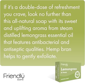Friendly Soap Handmade Natural Lemongrass Hemp Soap Case of 6 - Image 5