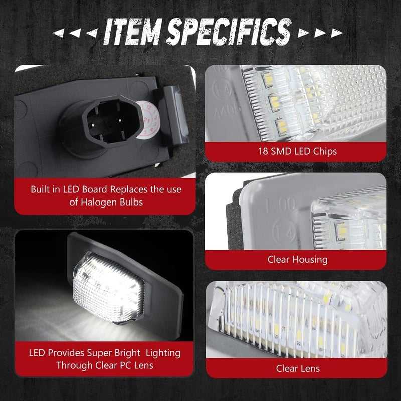 زوج من أضواء لوحة الترخيص LED المتوافقة مع 99-03 Protégé / 02-03 Protege5 / 99-05 Miata MX-5، YL8Z13550AA NC1051270BL، NVL-LPL-009 - Image 3