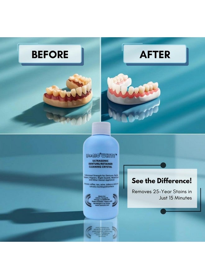 آي سونيك منظف كريستالي iSonic White CSDW01 لتنظيف أطقم الأسنان/المثبتات لإزالة البقع والتراكمات لجميع أجهزة طب الأسنان/انقطاع النفس أثناء النوم/التنظيف، زجاجة سعة 8 أونصة - Image 5
