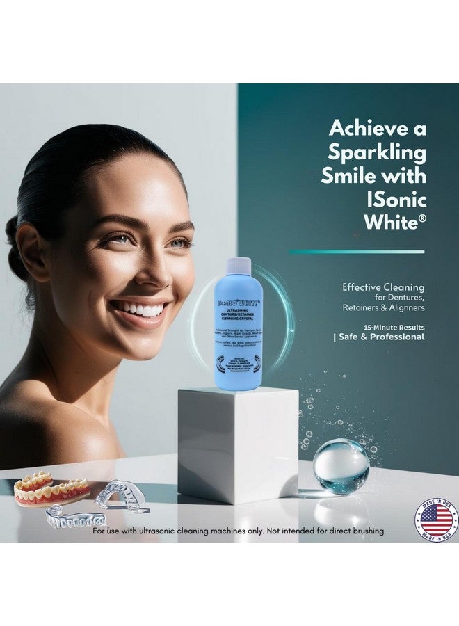 آي سونيك منظف كريستالي iSonic White CSDW01 لتنظيف أطقم الأسنان/المثبتات لإزالة البقع والتراكمات لجميع أجهزة طب الأسنان/انقطاع النفس أثناء النوم/التنظيف، زجاجة سعة 8 أونصة - Image 2