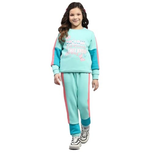Monte Carlo Girls Green Printed Round Neck Full Sleeve Tracksuit (524068790-1-28) - Image 1