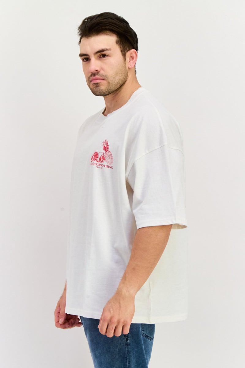 GOOD FOR NOTHING تي شيرت رجالي بأكمام قصيرة وياقة دائرية، لون أبيض فاتح مدمج - Image 3