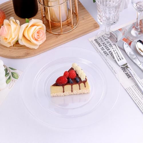 Bestluck 100PCS Clear Plastic Plates, Clear Disposable Plates for 50 Guests, 50 Dinner Plates 10.25 inch & 50 Dessert Plates 7.5 inch for Party, Graduation, Wedding - Image 4